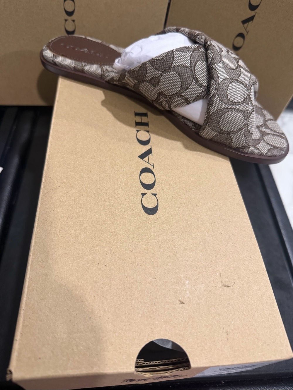 Coach Women Link Criss Cross Slide Signature Comfort Sandals 8.5 B New with box - Picture 13 of 14